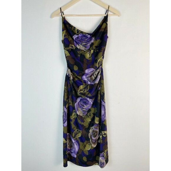 Vintage 2000’s Y2k Purple Flower Fitted Dress - Picture 2 of 7